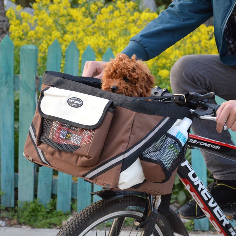Сумка для перевозки собак на велосипеде с собакой